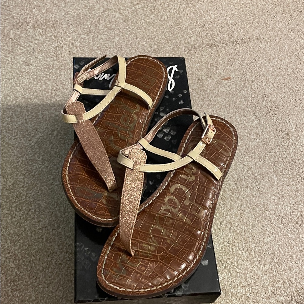 Sam Edelman Brown, Rose Gold and Cream Sandals